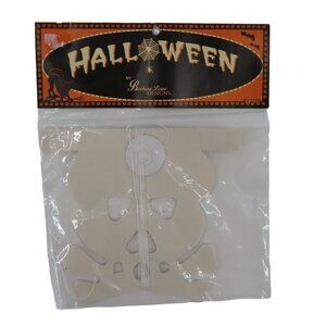 Bethany Lowe Halloween Skull Crossbones Skeleton White Tissue Paper Garland NEW